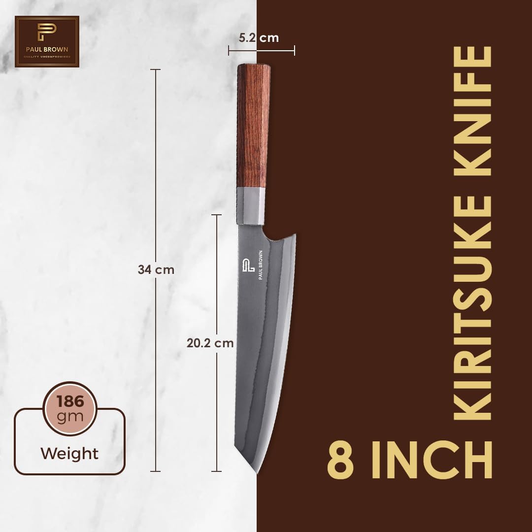 KD Kiritsuke Chef Knife with Pine wood Gift Box and Leather Sheath