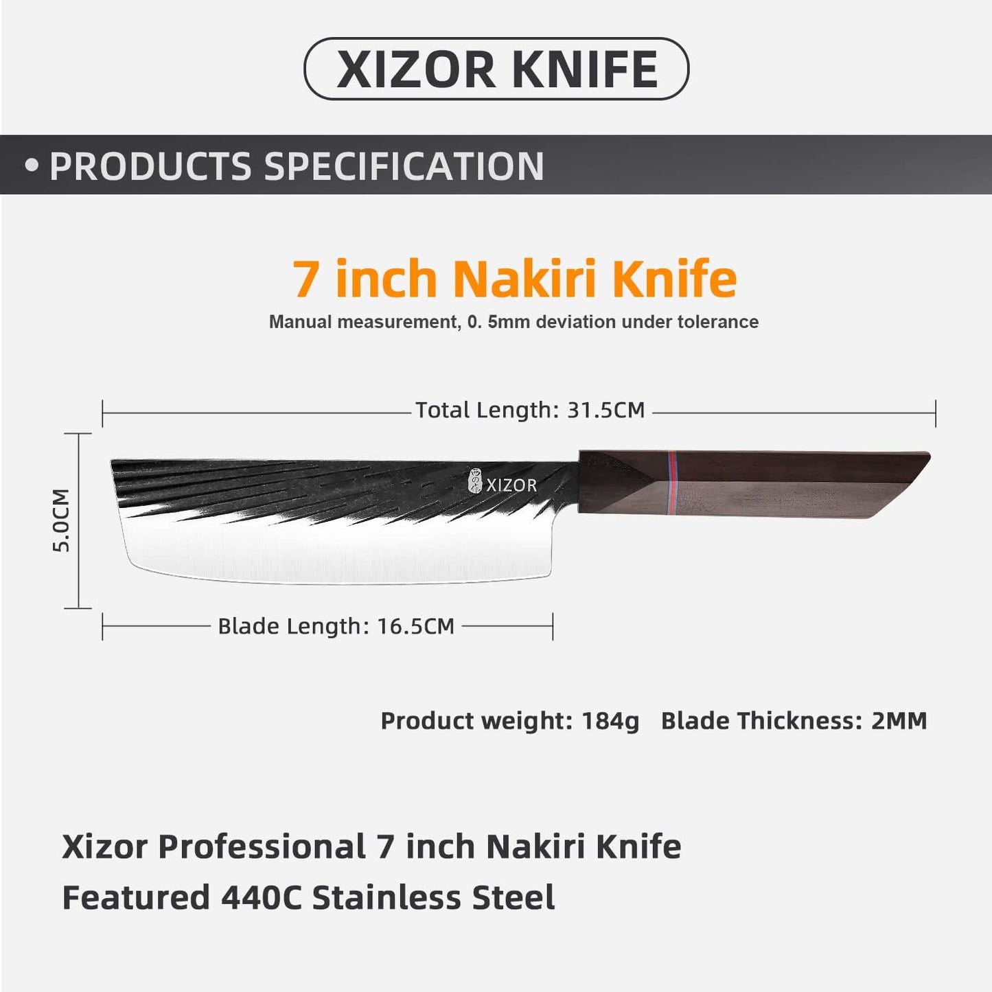 KD Japanese Nakiri Chef Knife High Carbon Steel Kitchen Knife