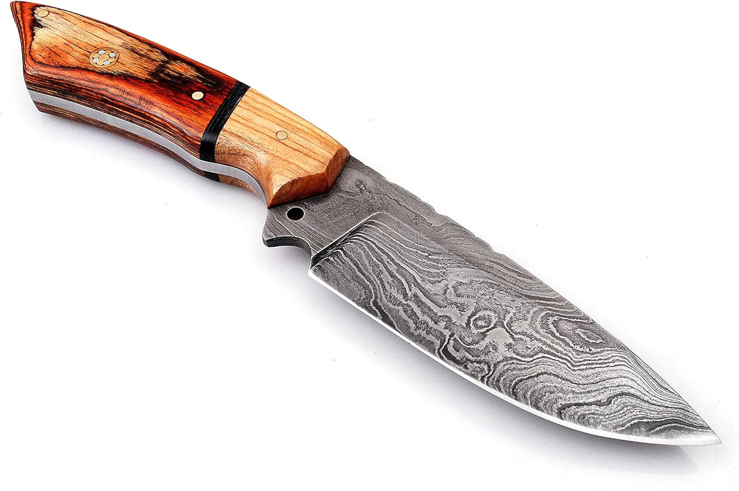KD Hunting Knife 9" Damascus Steel Fixed Blade Hunting Knife with Sheath