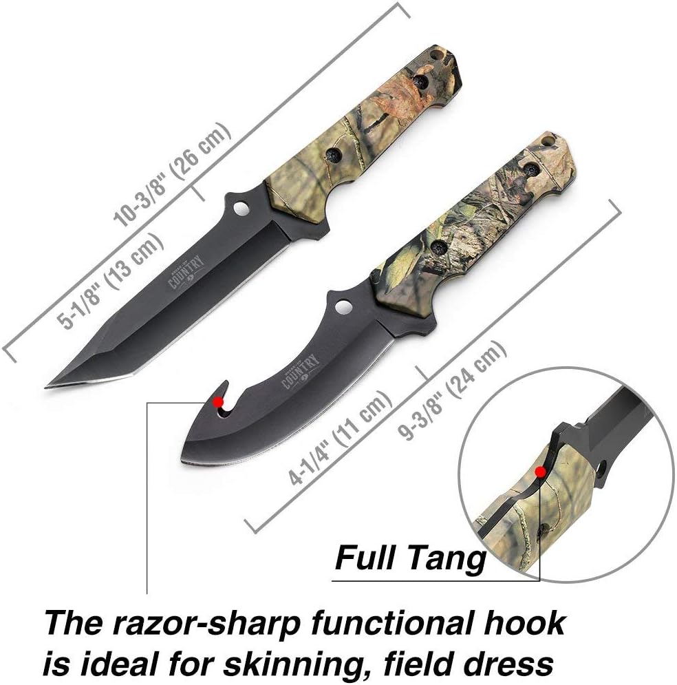 KD 2 PCS Hunting Knife Set Outdoor Camping Knife with Sheath