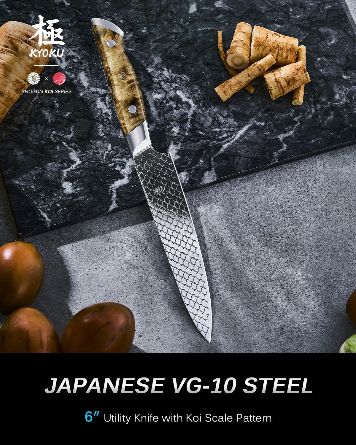 KD Japanese Utility Kitchen Knife 6" VG10 with Sheath & Gift Box