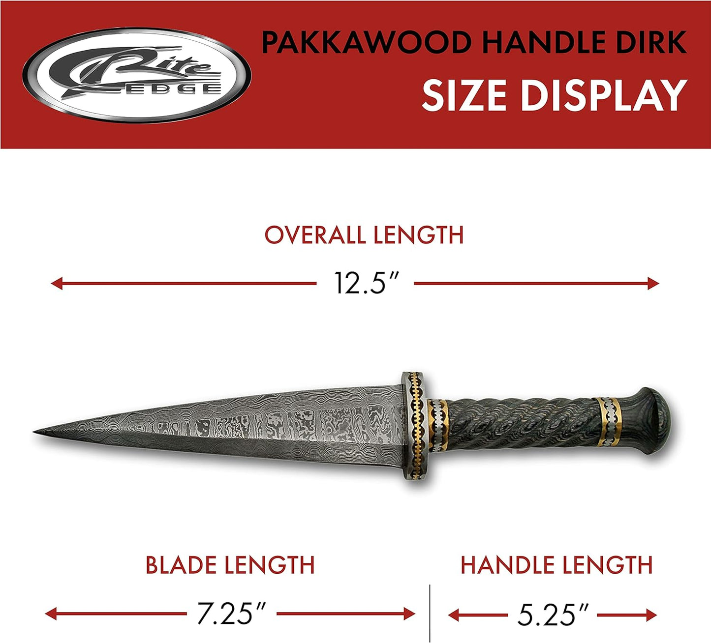 KD Damascus Steel Hunting Pakkawood Handle with Leather Sheath
