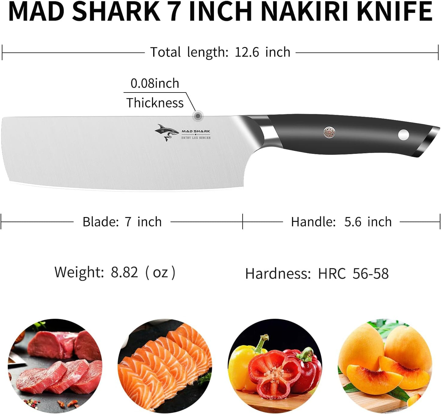 KD 7" Nakiri Chef's Knife Stainless Steel Kitchen Knife with Gift Box