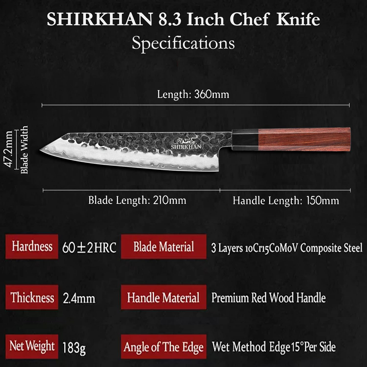 KD Kiritsuke Chef Knife Japanese Kitchen Knife with Gift Box.