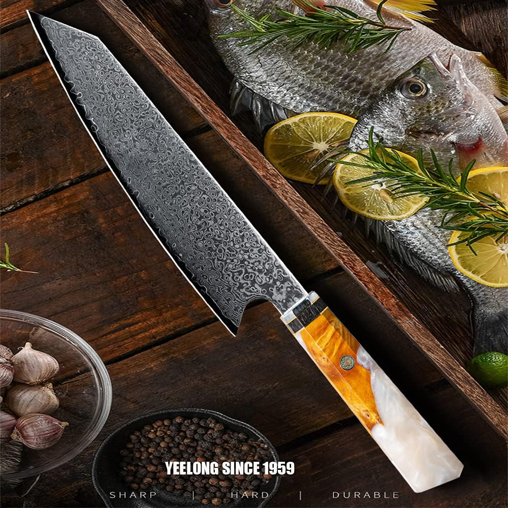 KD Japanese Kiritsuke Kitchen Knives Damascus Steel Blade
