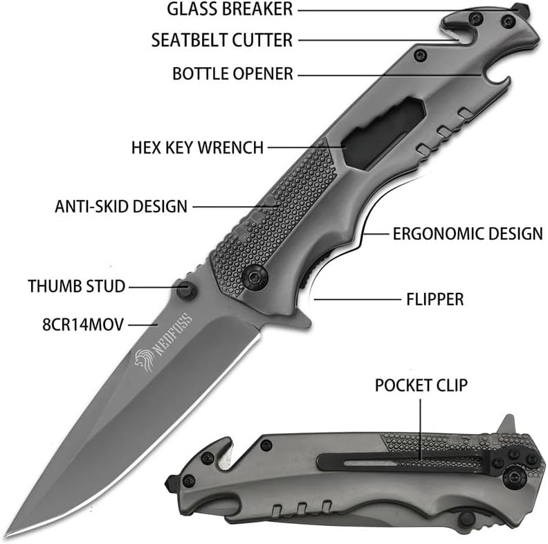 KD Pocket Folding Knife with Bottle Opener Glass Breaker