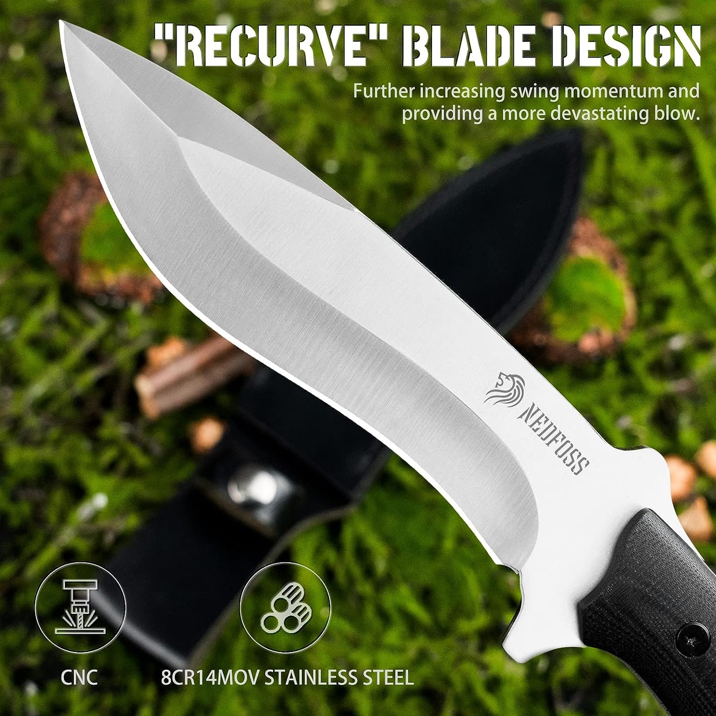KD Hunting Knife with Sheath Blade Bushcraft Outdoor