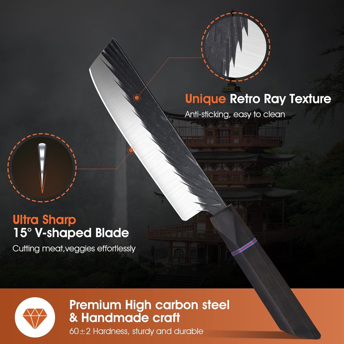 KD Hand Forged Nakiri Chef Knife High Carbon Steel with Gift Box