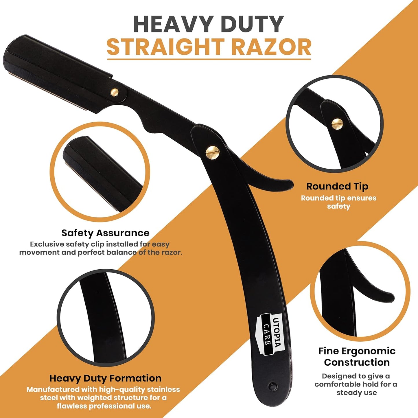 KD Barber Straight Edge Razor Safety with 100-Pack Derby Blades
