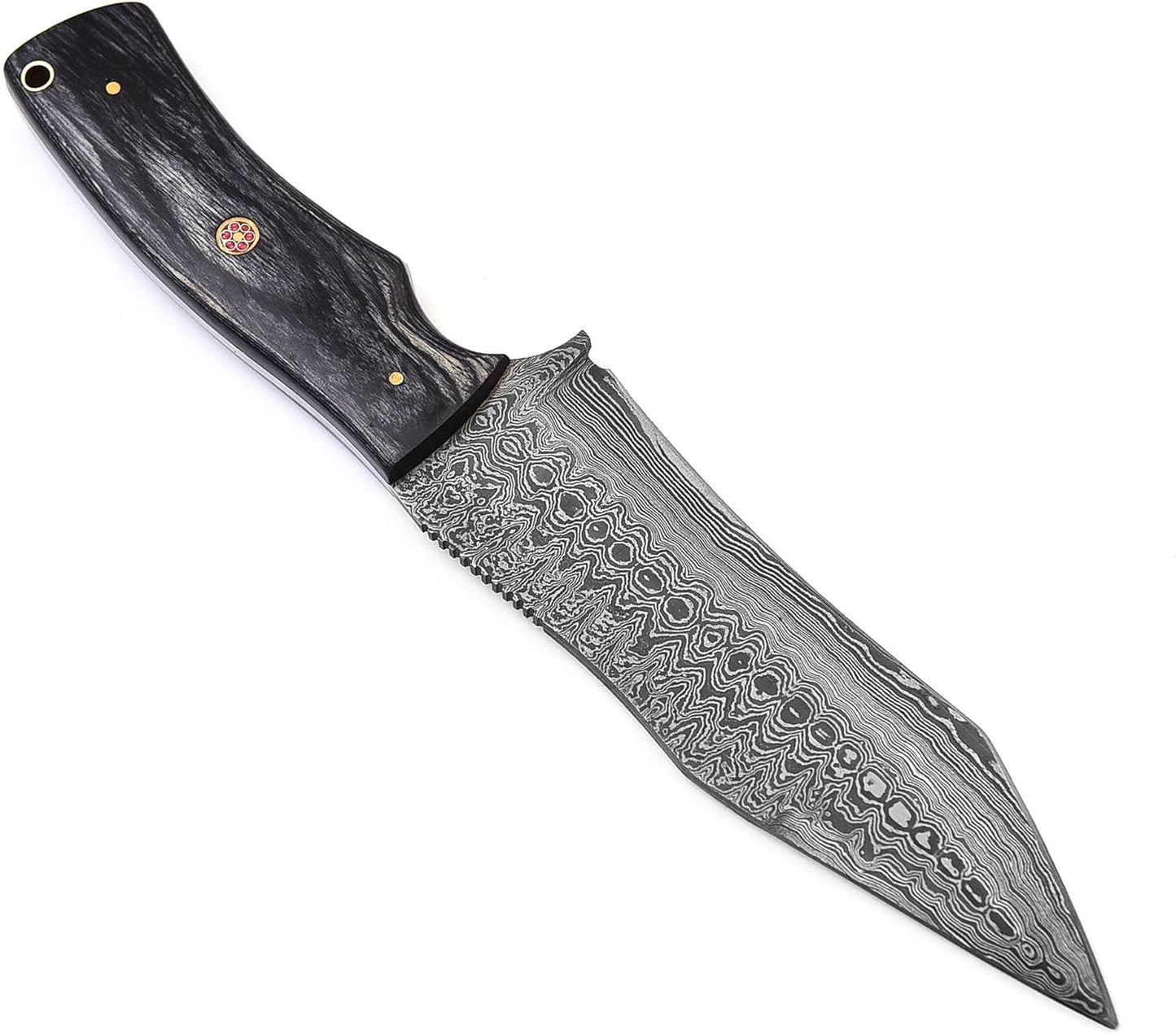 KD Hunting Knife Damascus Steel for Camping Outdoor with Sheath