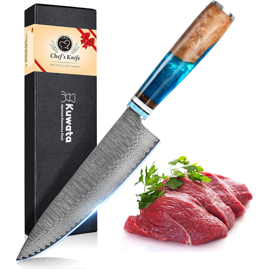KD 8-Inch Japanese VG-10 Damascus Chef Knife: Precision in the Kitchen