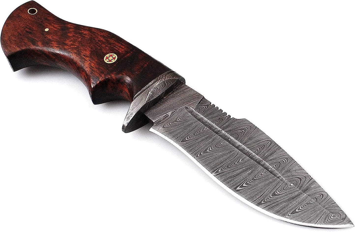 KD Hunting Knife Damascus Bushcraft Knife with Sheath