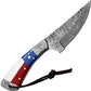 KD Forged Damascus Steel Camping Hunting Knife with Leather Sheath