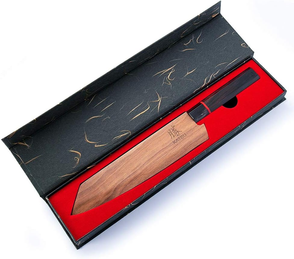 KD Kiritsuke Chef Knife 8" Damascus Steel with Wood Sheath & Gift Box