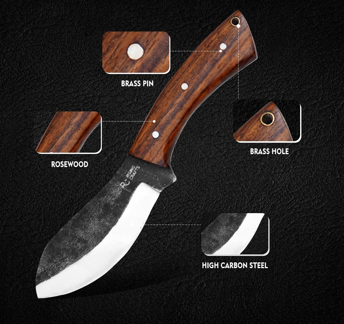 KD Hunting Knife High Carbon Steel Survival Camping Knife with Sheath