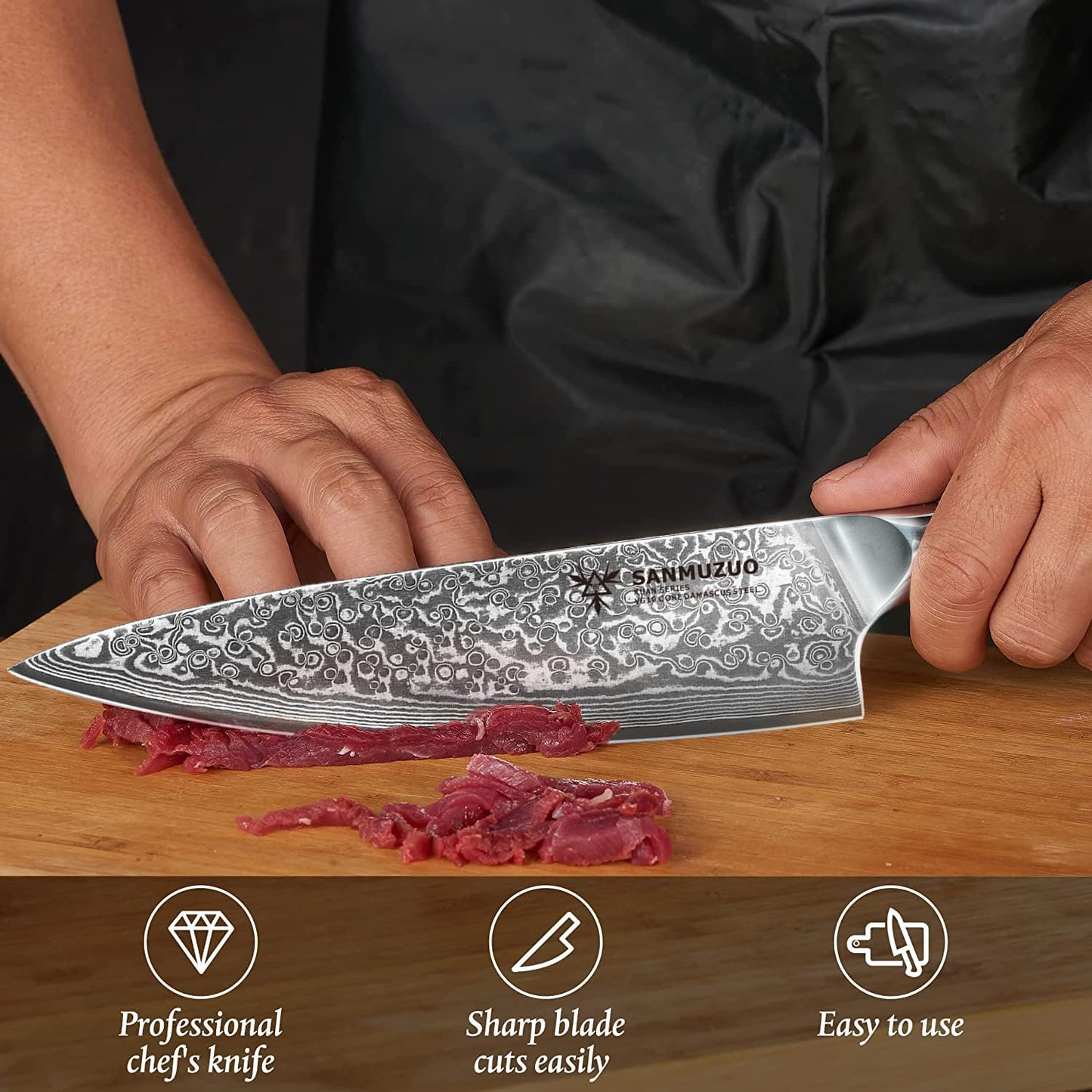 KD 8" VG10 Damascus Steel Chef Knife: Sunset Red Gift Box