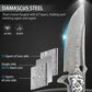 KD Pocket Knife VG10 Damascus Folding Knife Retro Leather Sheath