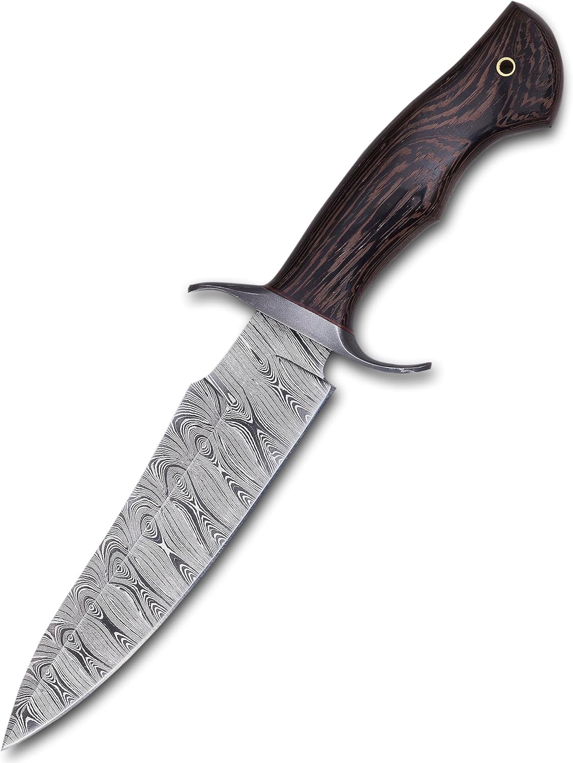 KD Hunting Knife Damascus Steel Survival Knife with Leather Sheath