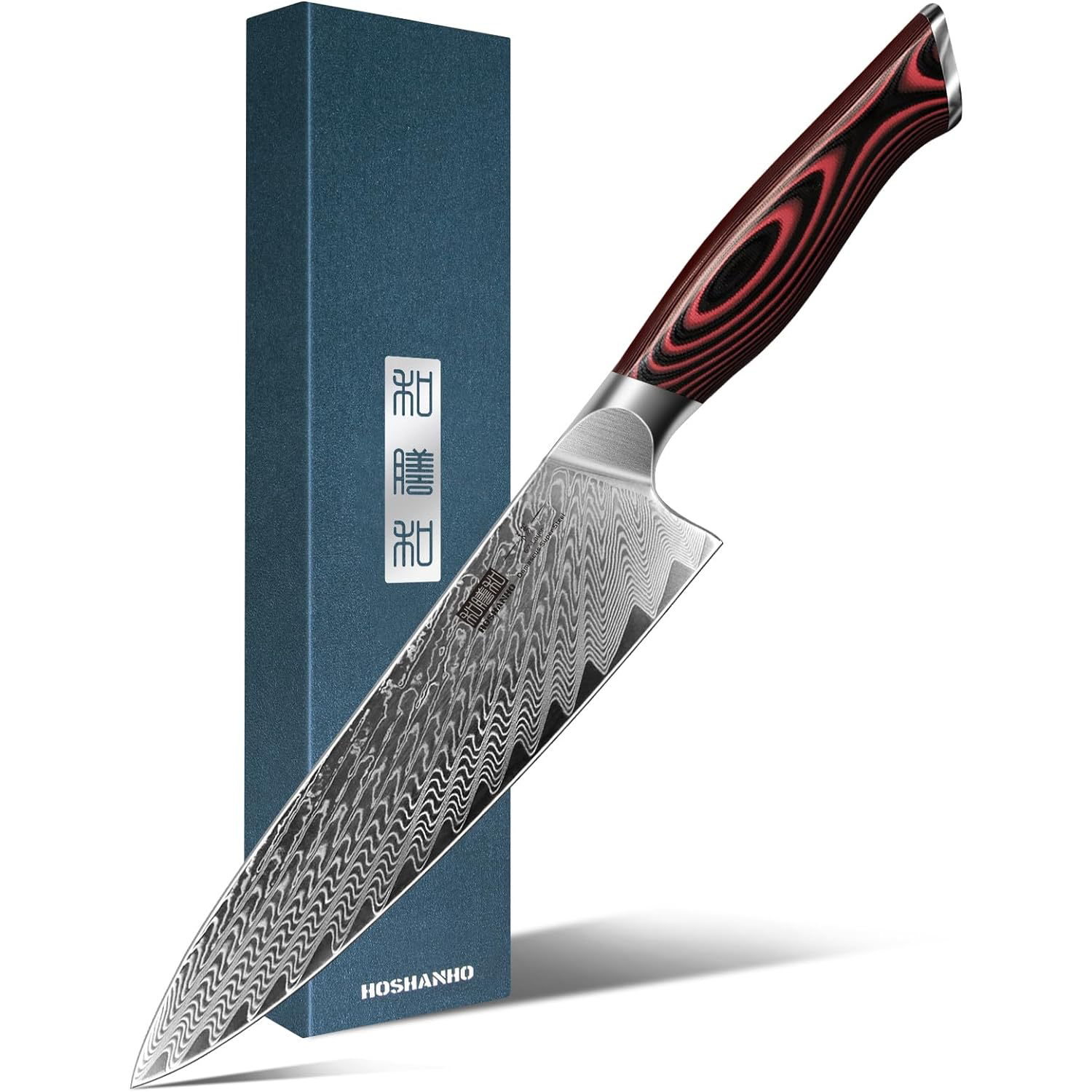 KD Japanese 8" VG-10 Damascus Chef's Knife with Gift Box