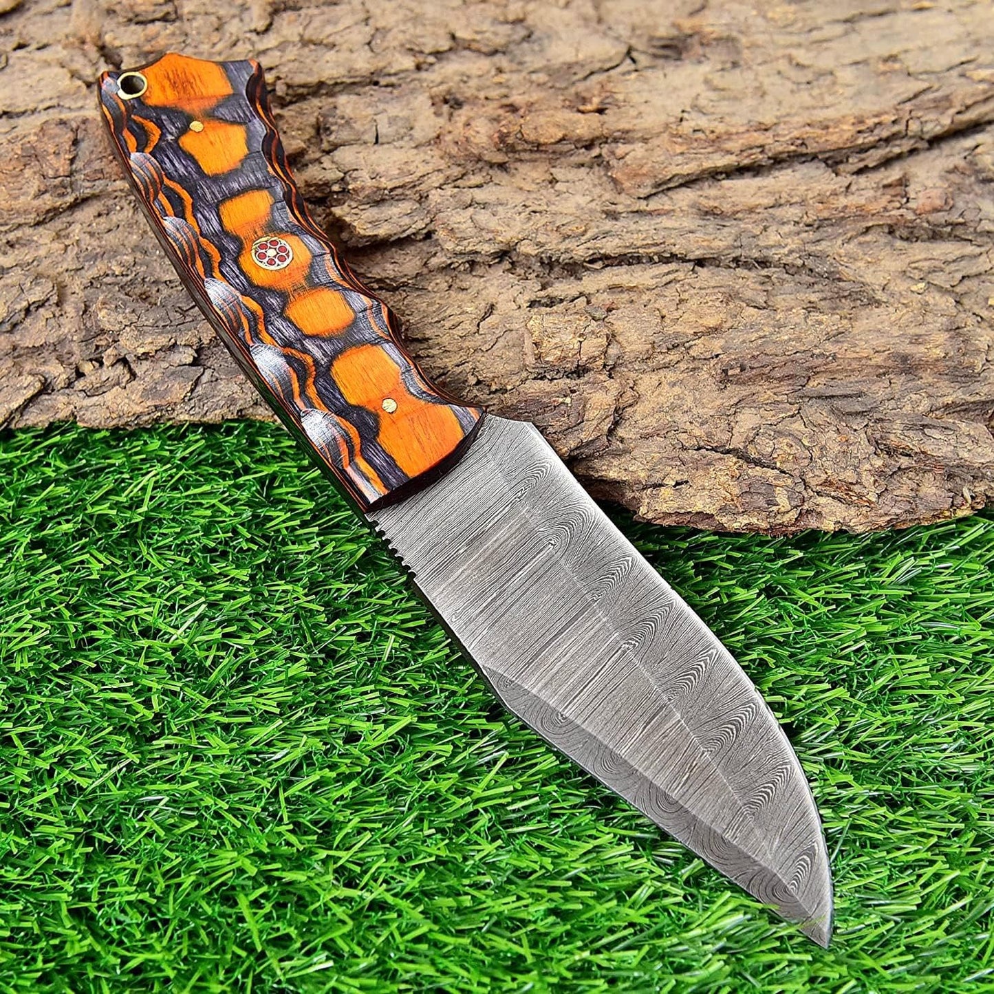 KD Hunting Knife 9" Damascus Steel Knife with Sheath