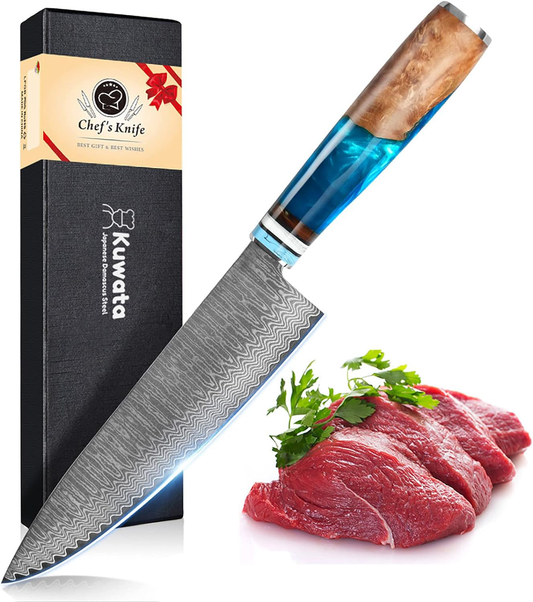 KD 8-Inch Japanese VG-10 Damascus Chef Knife: Precision in the Kitchen