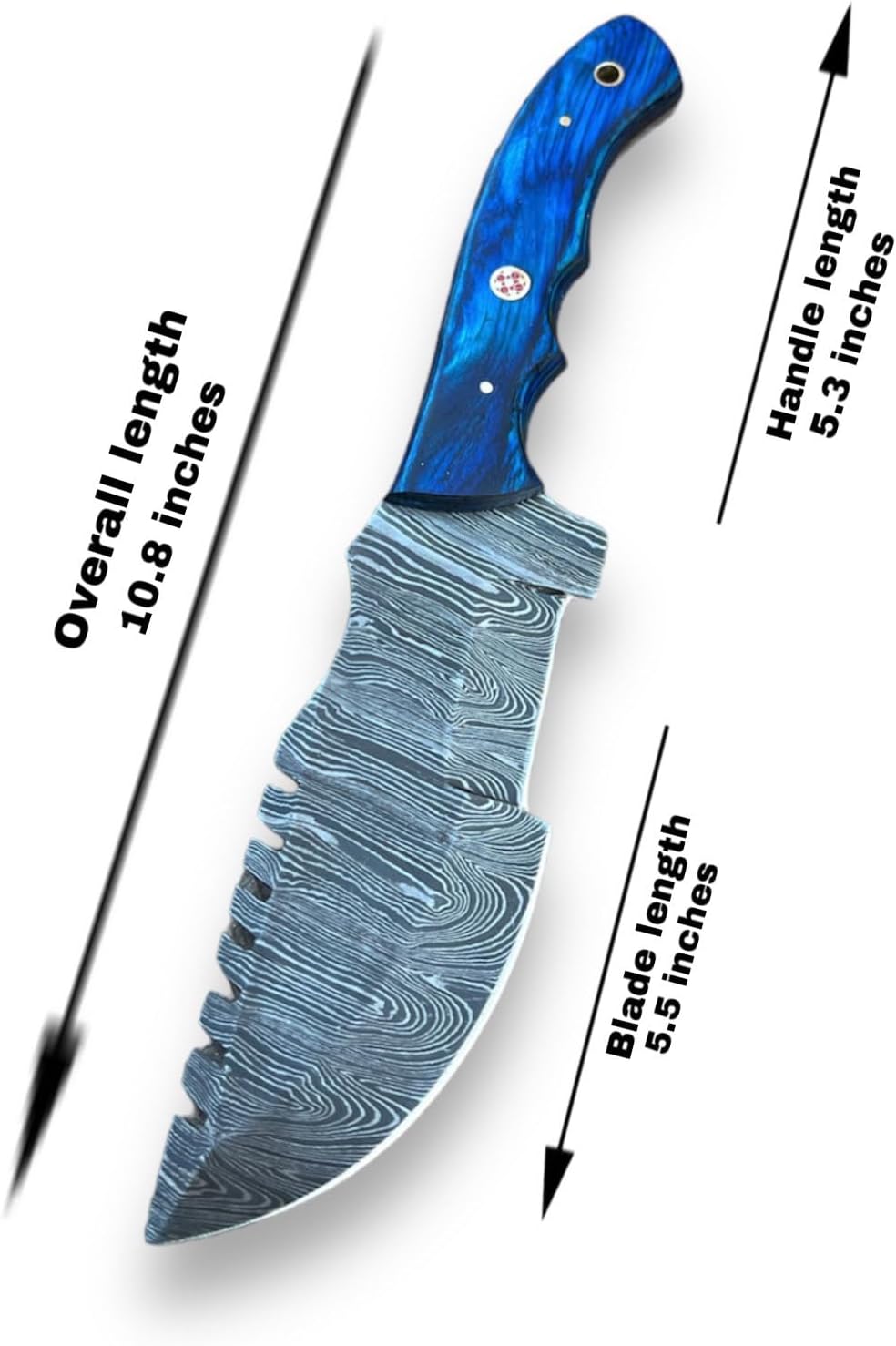 KD Hunting Knife Damascus steel Knife with Genuine Leather Sheath