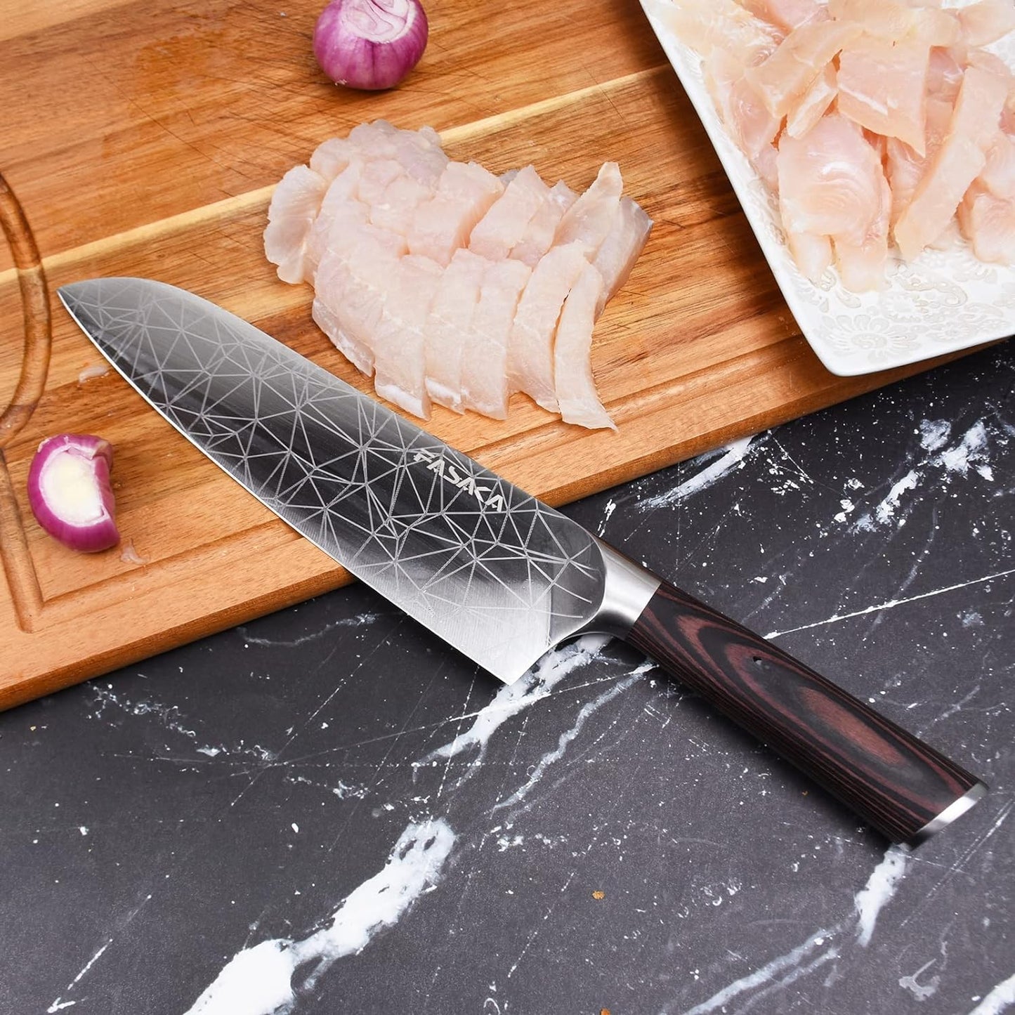 KD Japanese Santoku Chef Knife German Stainless Steel Kitchen Knife