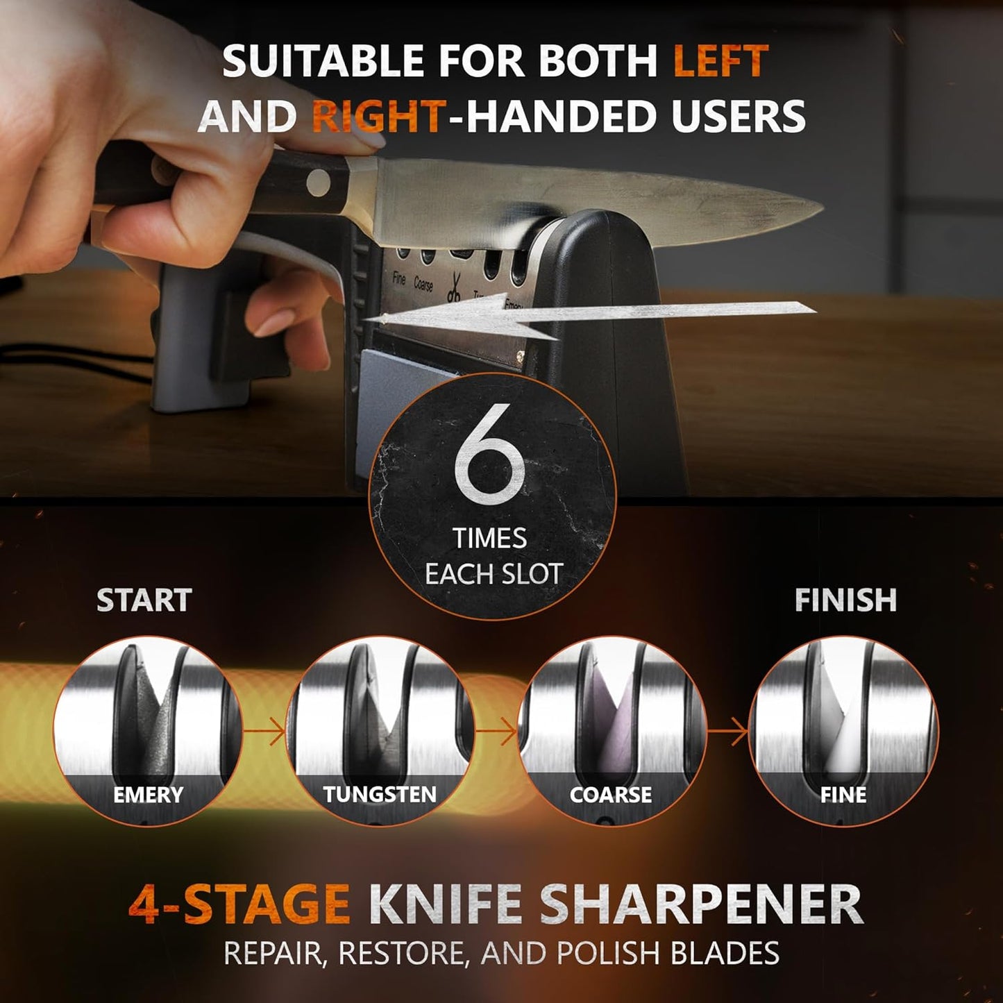 KD 4-Stage Knife Sharpener Tool With 800 Grit Whetstone