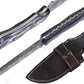 KD Damascus Steel Hunting Knife with Micarta Handle & Leather Sheath