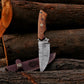 KD Hunting Knife Damascus Knife Outdoor Camping with Leather Sheath