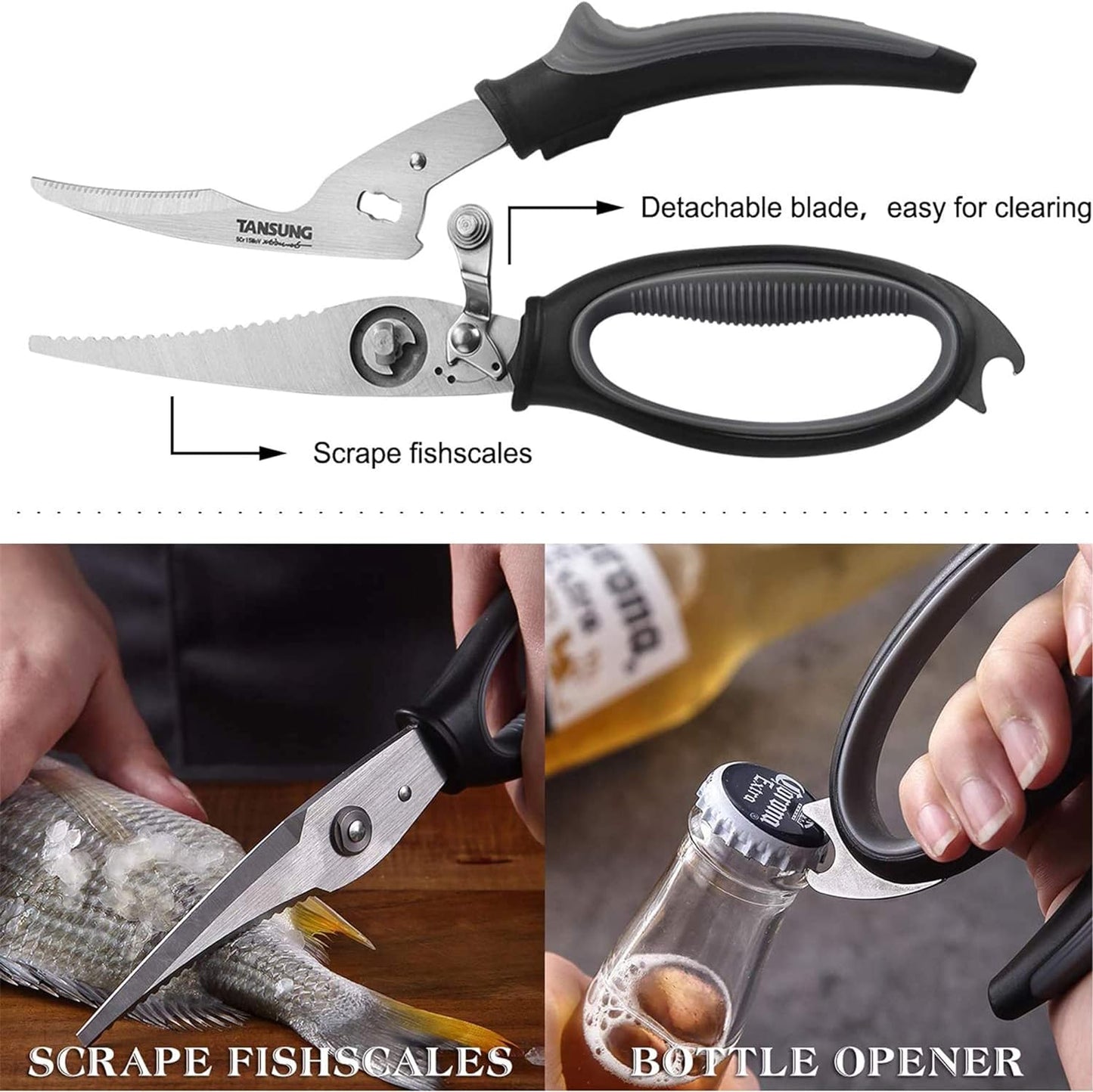 KD Scissors Anti-rust Heavy Duty Kitchen Shears with Soft Grip Handles
