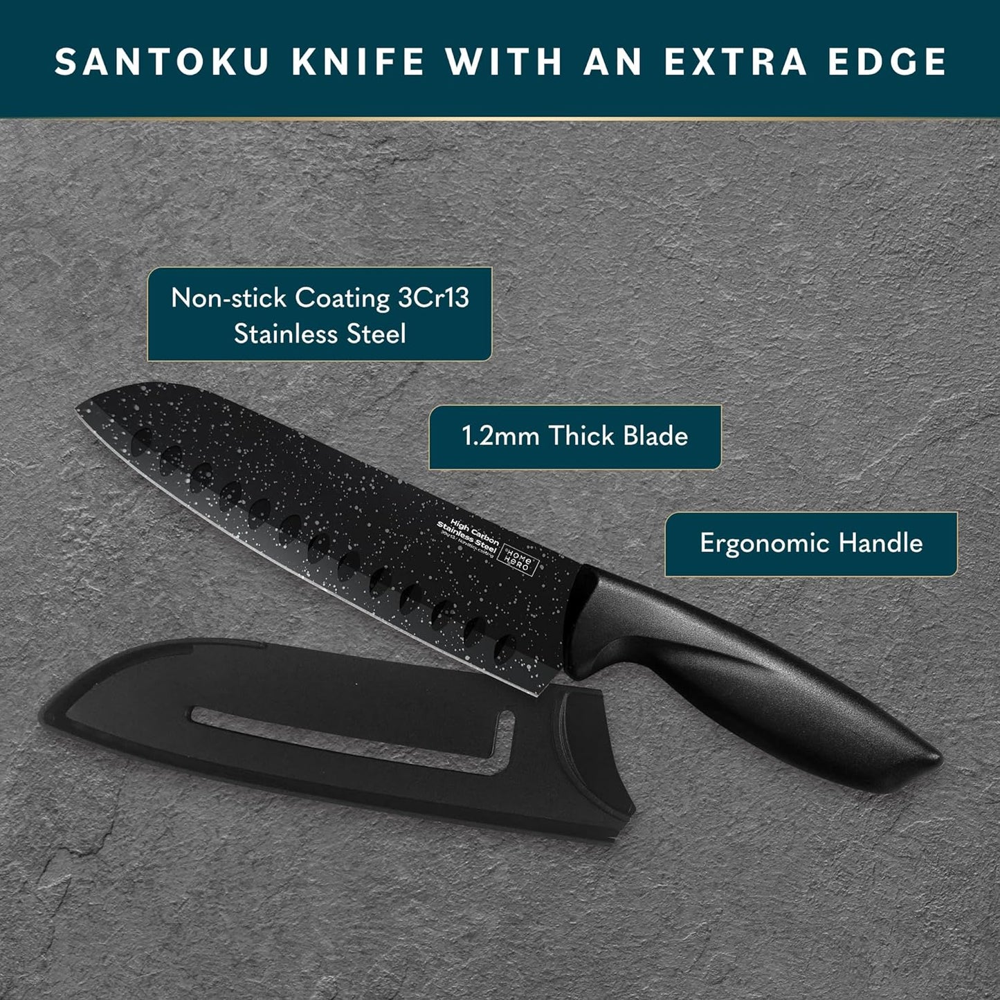 KD 7" Santoku Chef Knife Stainless Steel with Sheath