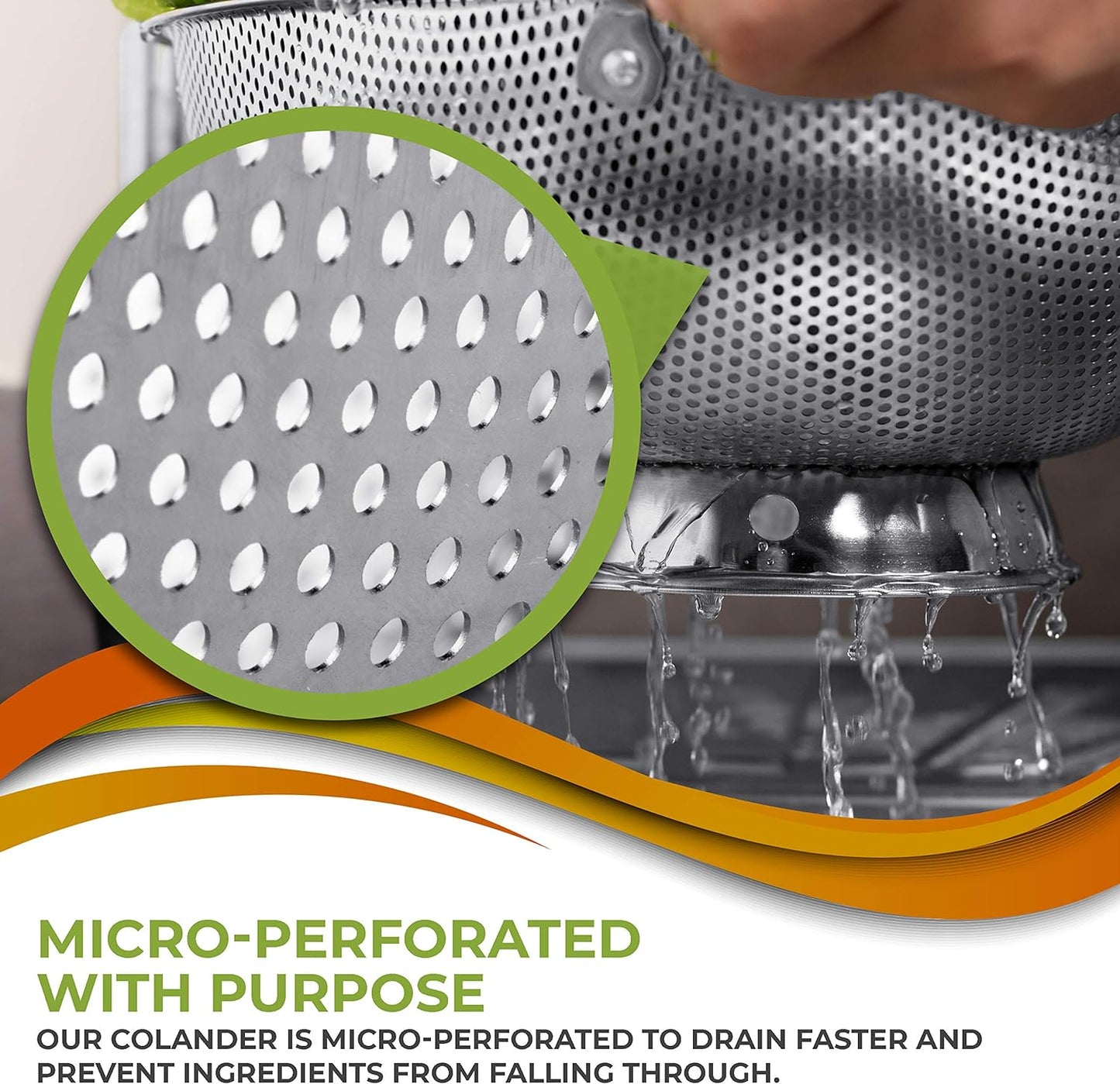 KD Stainless Steel Micro-Perforated 5-Quart Colander