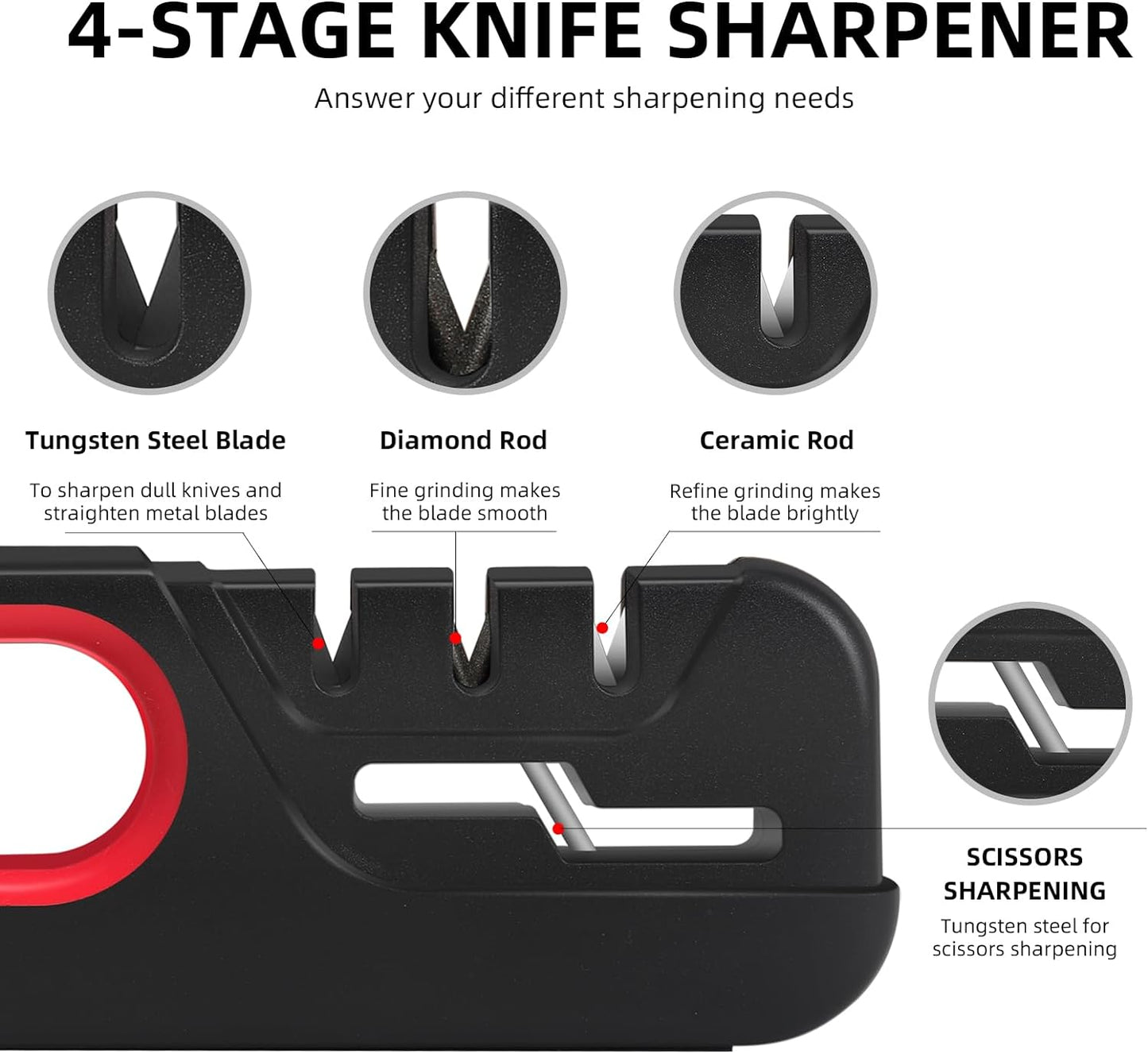 KD 4-in-1 kitchen Knife Sharpeners Knives & Scissors Sharpeners