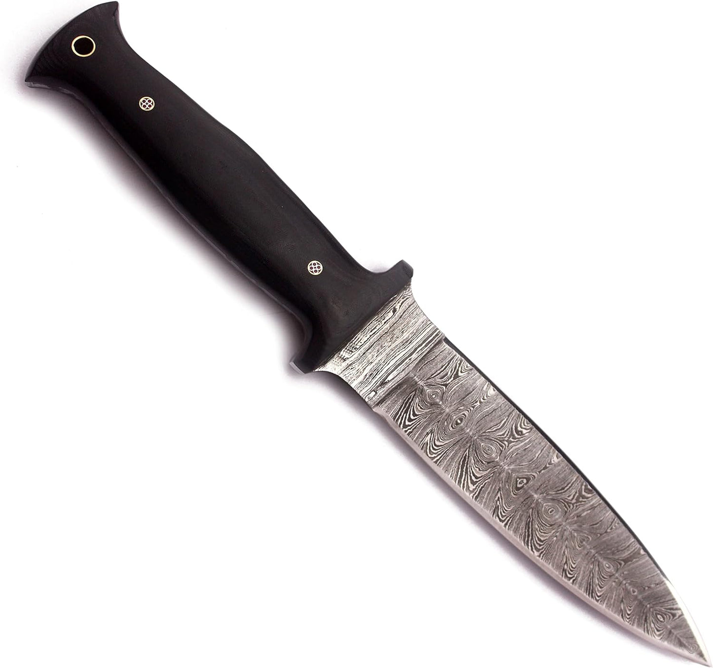 KD Damascus Steel Hunting Knife with Cowhide Leather Sheath