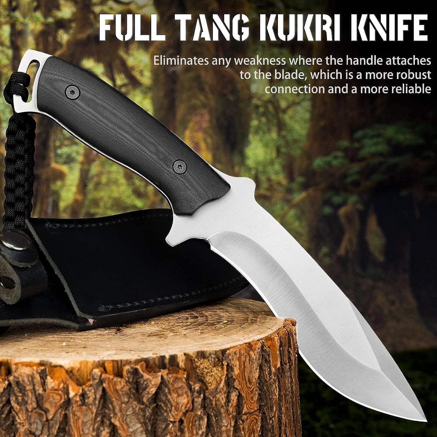 KD Hunting Knife with Sheath Blade Bushcraft Outdoor