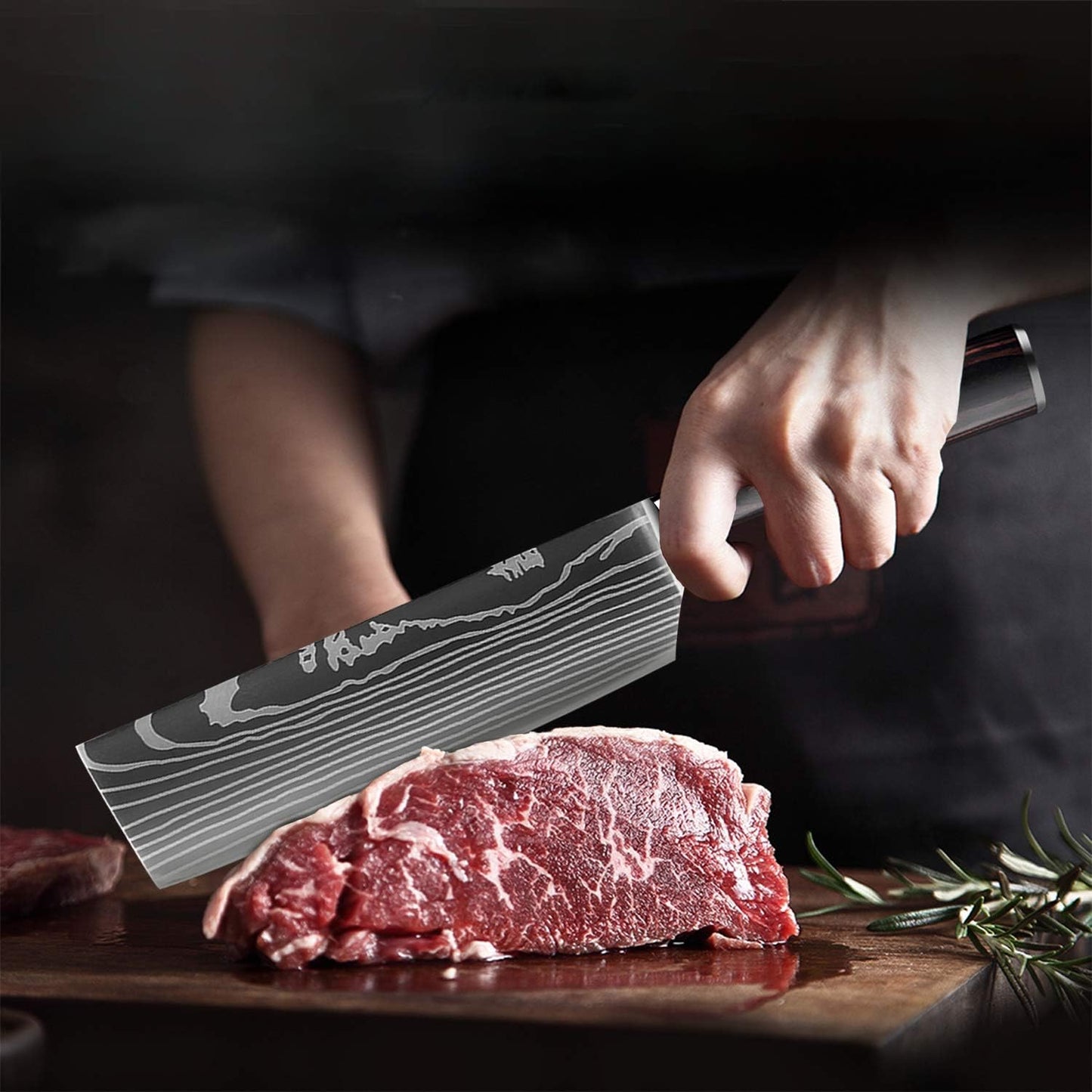 KD Asian Nakiri Chef Knife 7'' Kitchen Knife with Pakkawood Handle
