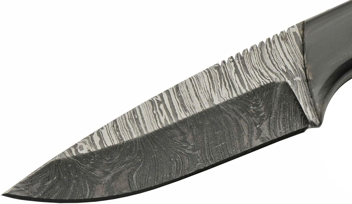 KD Hunting Knife 7.5" Damascus Steel Outdoor Hunting Knife With Sheath