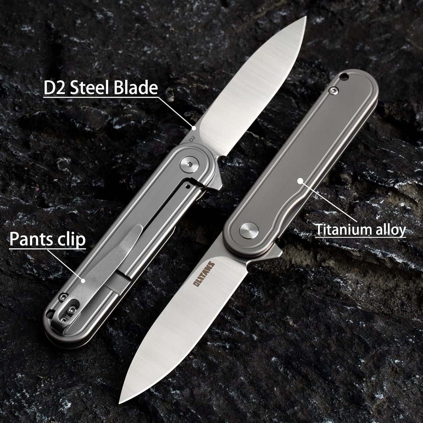 KD Mini Folding Pocket Knife D2 Steel Blade Titanium Alloy Handle
