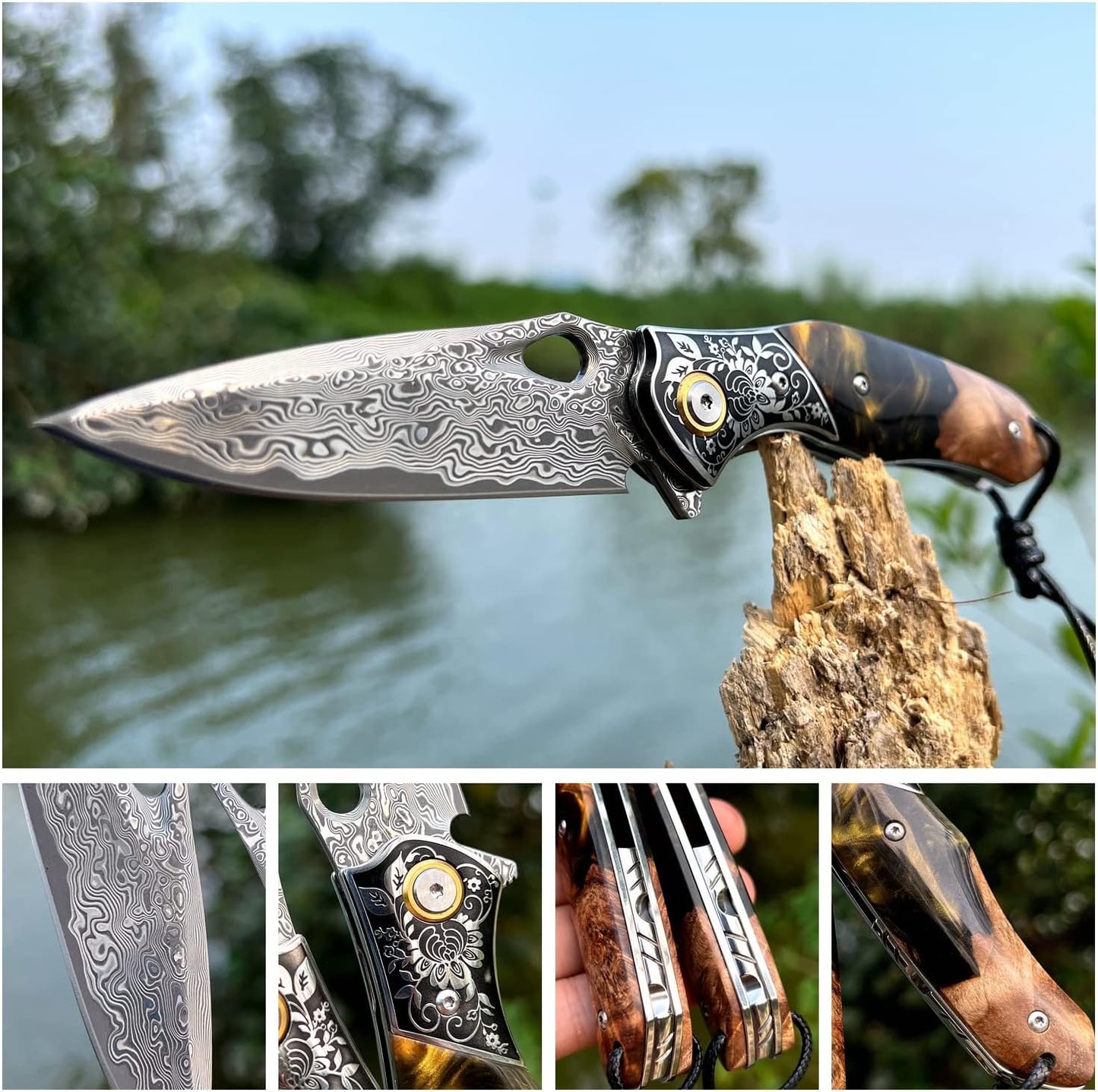 KD Pocket Folding Knife With holster Suitable for outdoor camping and hunting