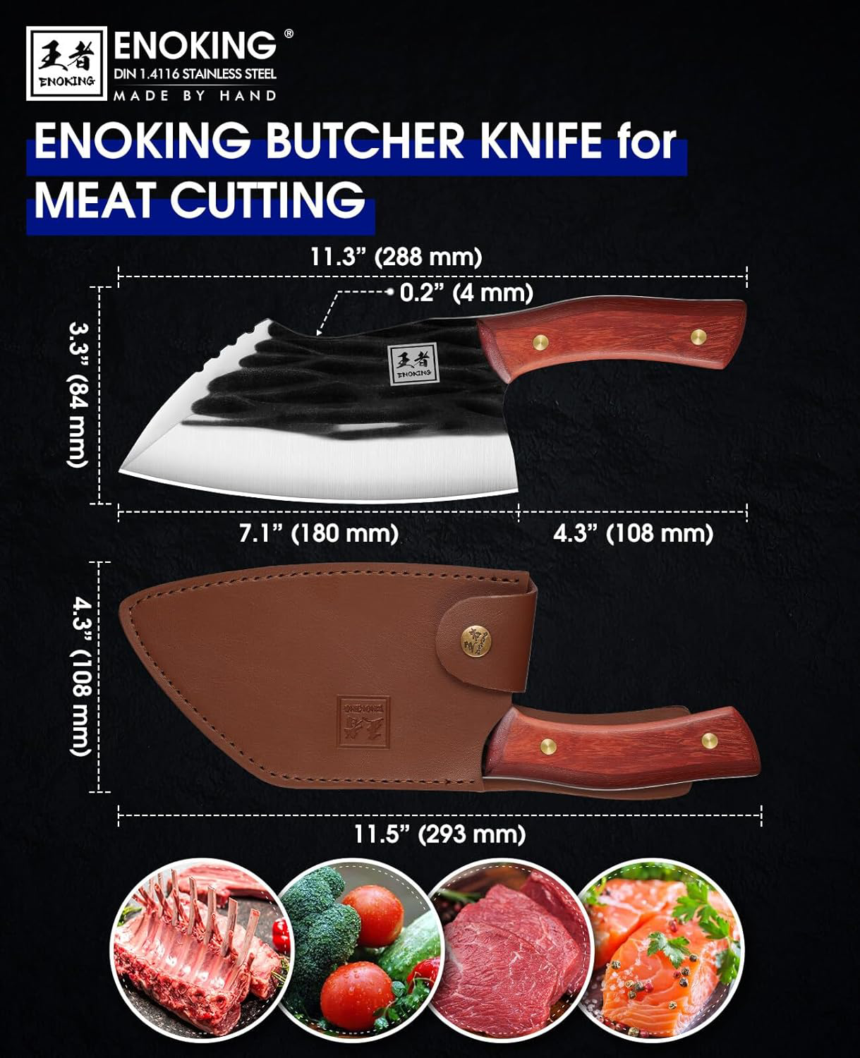 MEAT! Butcher Knives Set with Stainless Steel Blades and Slip-Resistant  Handles for Meat Processing