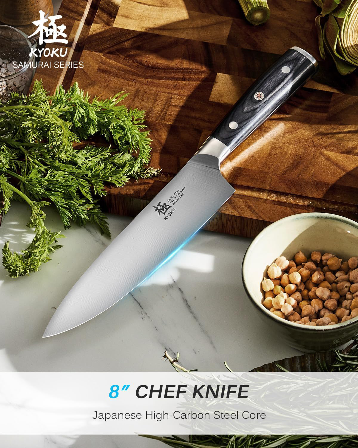 Sunnecko Kitchen Chef Knife 8 Inch, Sharp Chef Knife with Sheath, High  Carbon Steel Chefs Knife Wooden Handle for Home Cooking Meat Cutting