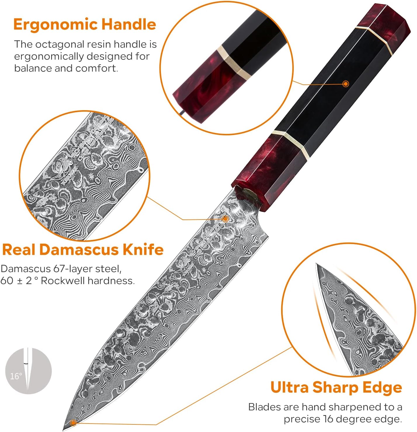 KD 5" Paring Knife 67 Layer Damascus Steel with Sheath and Give Box