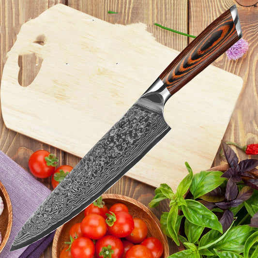 KD Pattern Steel Knife Damascus Knife Damascus Western Chef Sushi Knife Together with a Gift Bag