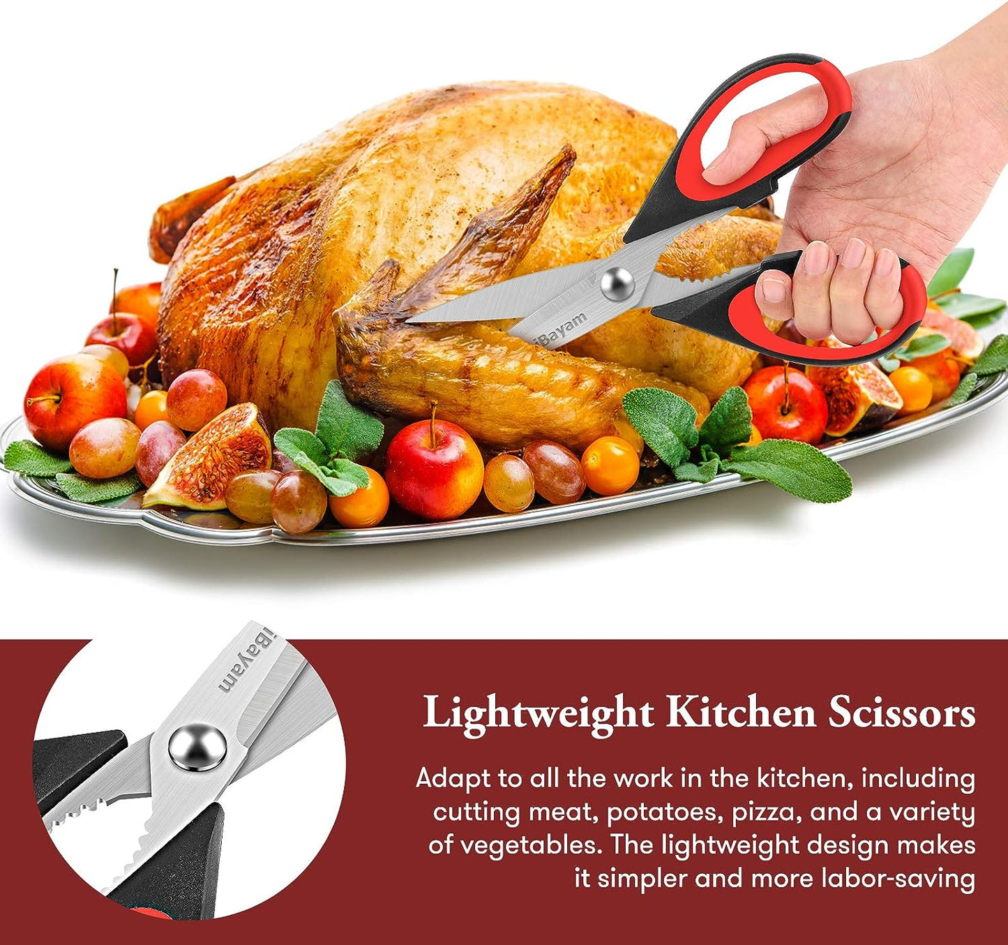 KD Kitchen Scissors Dishwasher Safe Food Cooking Scissors