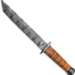 KD Hand Forged Hunting Knife Damascus Steel with Leather Sheath