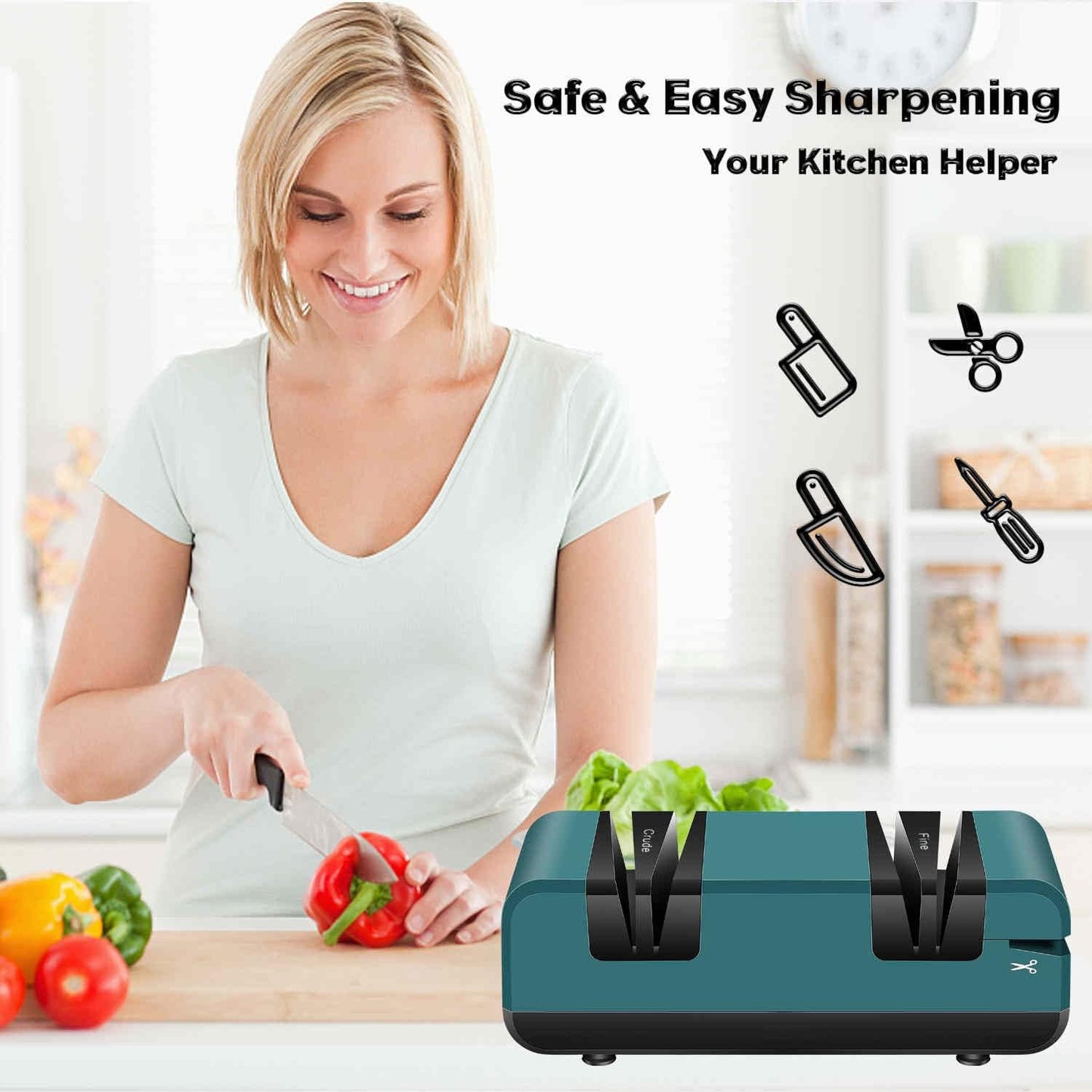 KD Knife Sharpeners Electric with 2-Stages Sharpening & Polishing
