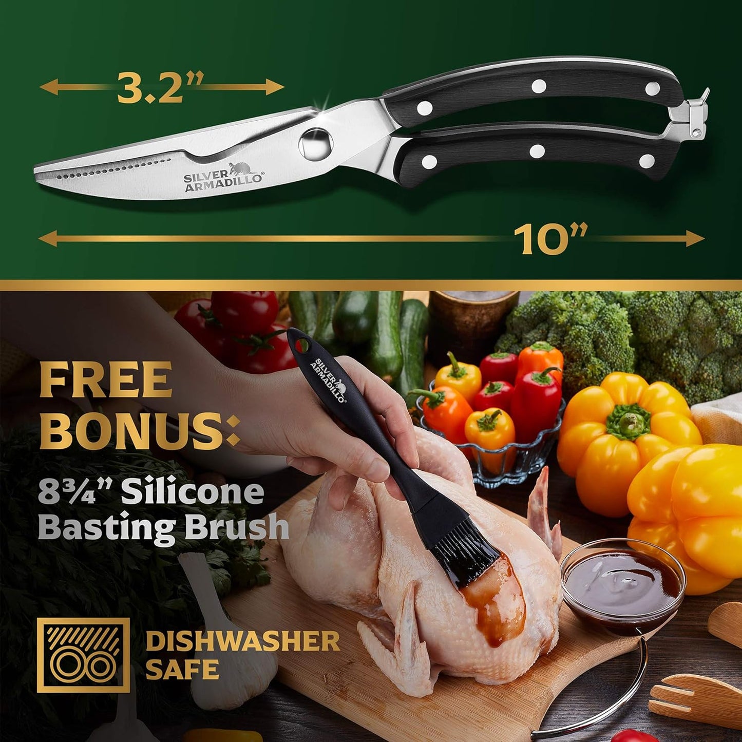 KD Scissors Stainless Steel Premium Spring Loaded Food Scissors