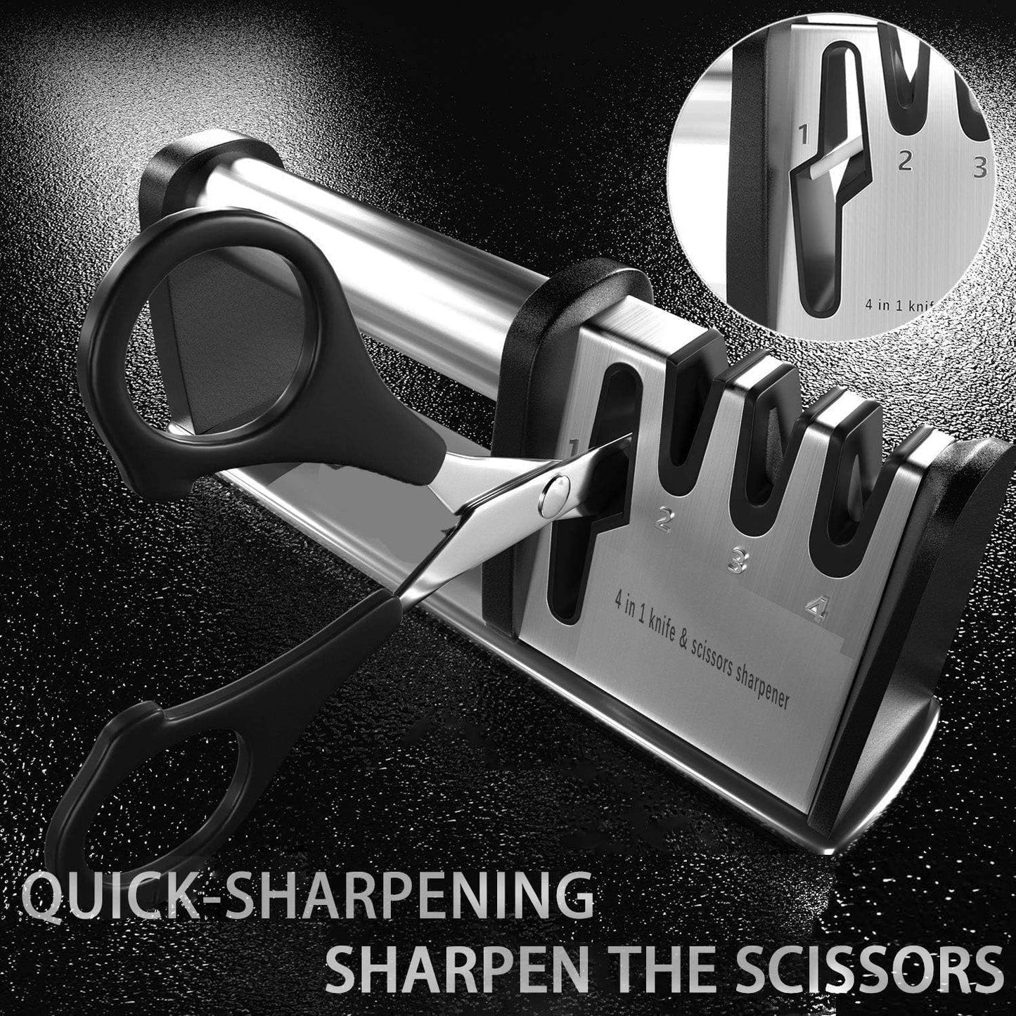 KD 4 in 1 Knife Blade and Scissors Sharpener Manual Knife Sharpener