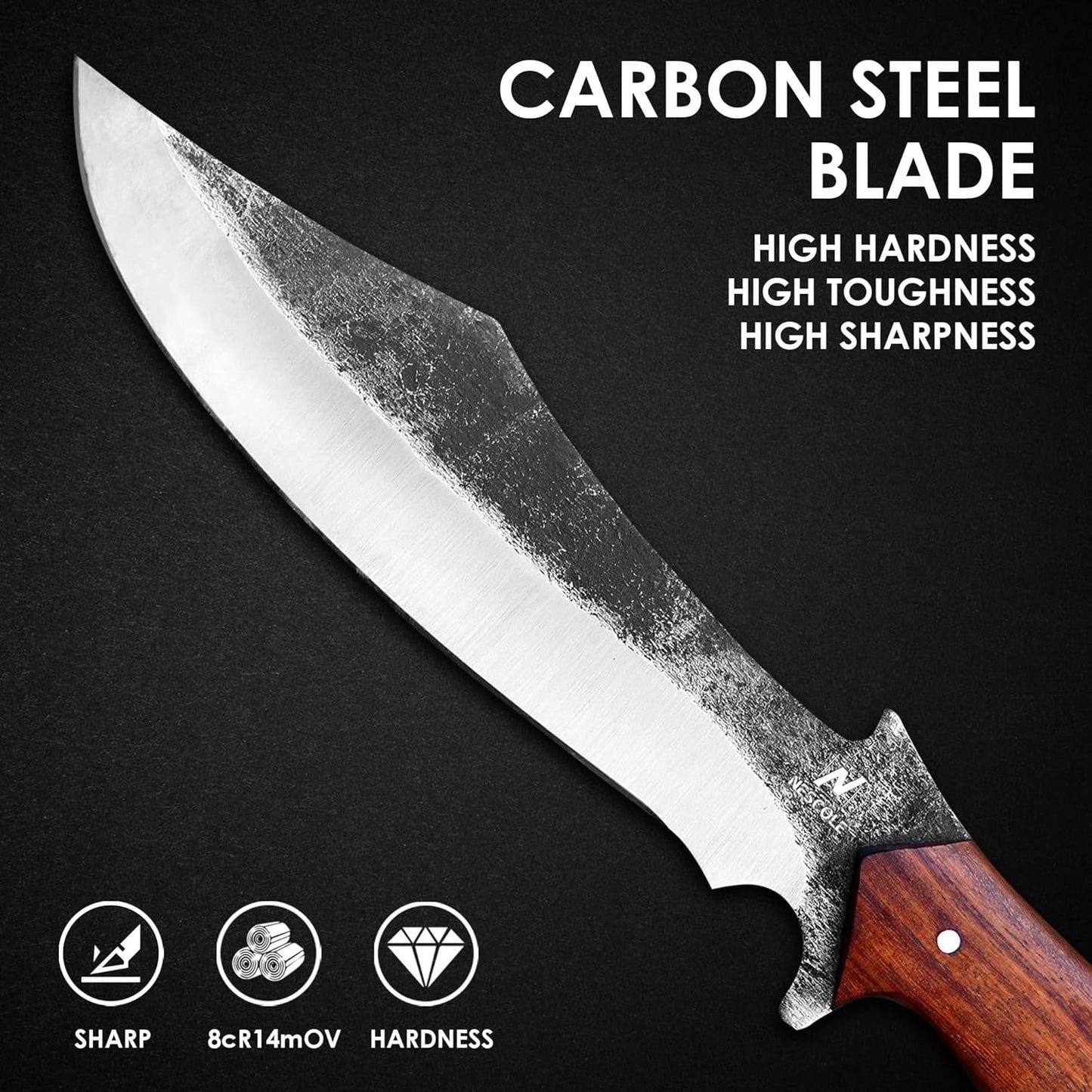 KD Handmade High Carbon Steel Hunting Knife with Sheath